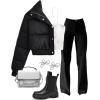 imageGihuo Women s Cropped Puffer Jacket Padded Long Sleeve Bubble Coats Winter Warm Puffy OuterwearBlack