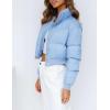 imageGihuo Women s Cropped Puffer Jacket Padded Long Sleeve Bubble Coats Winter Warm Puffy OuterwearBlue