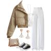 imageGihuo Women s Cropped Puffer Jacket Padded Long Sleeve Bubble Coats Winter Warm Puffy OuterwearKhaki