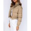 imageGihuo Women s Cropped Puffer Jacket Padded Long Sleeve Bubble Coats Winter Warm Puffy OuterwearKhaki
