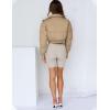 imageGihuo Women s Cropped Puffer Jacket Padded Long Sleeve Bubble Coats Winter Warm Puffy OuterwearKhaki