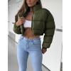 imageGihuo Women s Cropped Quilted Puffer Jacket Outerwear Coats01army
