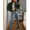 imageGihuo Women s Cropped Quilted Puffer Jacket Outerwear Coats01army