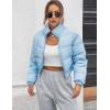 imageGihuo Women s Cropped Quilted Puffer Jacket Outerwear Coats01blue