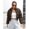 imageGihuo Women s Cropped Quilted Puffer Jacket Outerwear Coats01brown