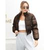 imageGihuo Women s Cropped Quilted Puffer Jacket Outerwear Coats01brown