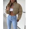 imageGihuo Women s Cropped Quilted Puffer Jacket Outerwear Coats01khaki