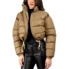 imageGihuo Women s Cropped Quilted Puffer Jacket Outerwear Coats02khaki