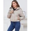 imageGihuo Womens Cropped Puffer Jacket Zip Up Hooded Quilted Jackets Winter Short Padded Coat OuterwearBeige