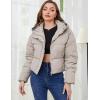 imageGihuo Womens Cropped Puffer Jacket Zip Up Hooded Quilted Jackets Winter Short Padded Coat OuterwearBeige