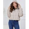 imageGihuo Womens Cropped Puffer Jacket Zip Up Hooded Quilted Jackets Winter Short Padded Coat OuterwearBeige