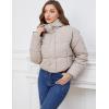 imageGihuo Womens Cropped Puffer Jacket Zip Up Hooded Quilted Jackets Winter Short Padded Coat OuterwearBeige