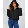 imageGihuo Womens Cropped Puffer Jacket Zip Up Hooded Quilted Jackets Winter Short Padded Coat OuterwearBlack