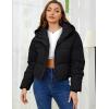 imageGihuo Womens Cropped Puffer Jacket Zip Up Hooded Quilted Jackets Winter Short Padded Coat OuterwearBlack