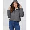 imageGihuo Womens Cropped Puffer Jacket Zip Up Hooded Quilted Jackets Winter Short Padded Coat OuterwearDarkgrey