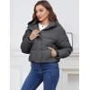 imageGihuo Womens Cropped Puffer Jacket Zip Up Hooded Quilted Jackets Winter Short Padded Coat OuterwearDarkgrey