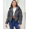 imageGihuo Womens Cropped Puffer Jacket Zip Up Hooded Quilted Jackets Winter Short Padded Coat OuterwearDarkgrey