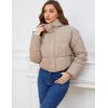 imageGihuo Womens Cropped Puffer Jacket Zip Up Hooded Quilted Jackets Winter Short Padded Coat OuterwearKhaki