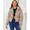 imageGihuo Womens Cropped Puffer Jacket Zip Up Hooded Quilted Jackets Winter Short Padded Coat OuterwearKhaki