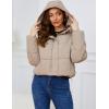 imageGihuo Womens Cropped Puffer Jacket Zip Up Hooded Quilted Jackets Winter Short Padded Coat OuterwearKhaki