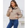 imageGihuo Womens Cropped Puffer Jacket Zip Up Hooded Quilted Jackets Winter Short Padded Coat OuterwearKhaki