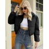 imageGihuo Womens Cropped Puffer Jacket Zip Up Winter Short Quilted Jackets Bubble CoatBlack