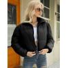 imageGihuo Womens Cropped Puffer Jacket Zip Up Winter Short Quilted Jackets Bubble CoatBlack