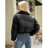 imageGihuo Womens Cropped Puffer Jacket Zip Up Winter Short Quilted Jackets Bubble CoatBlack