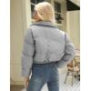 imageGihuo Womens Cropped Puffer Jacket Zip Up Winter Short Quilted Jackets Bubble CoatGrey