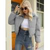 imageGihuo Womens Cropped Puffer Jacket Zip Up Winter Short Quilted Jackets Bubble CoatGrey