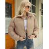 imageGihuo Womens Cropped Puffer Jacket Zip Up Winter Short Quilted Jackets Bubble CoatKhaki