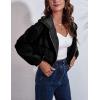 imageGihuo Womens Fashion Cropped Shacket Button Down Corduroy Shacket Jackets Casual Plaid Long Sleeve Crop Jackets Tops02 Blackhooded