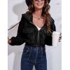 imageGihuo Womens Fashion Cropped Shacket Button Down Corduroy Shacket Jackets Casual Plaid Long Sleeve Crop Jackets Tops02 Blackhooded