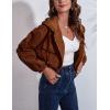 imageGihuo Womens Fashion Cropped Shacket Button Down Corduroy Shacket Jackets Casual Plaid Long Sleeve Crop Jackets Tops02 Brownhooded