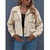 imageGihuo Womens Fashion Cropped Shacket Button Down Corduroy Shacket Jackets Casual Plaid Long Sleeve Crop Jackets TopsApricot