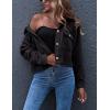 imageGihuo Womens Fashion Cropped Shacket Button Down Corduroy Shacket Jackets Casual Plaid Long Sleeve Crop Jackets TopsBlack
