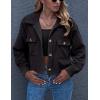 imageGihuo Womens Fashion Cropped Shacket Button Down Corduroy Shacket Jackets Casual Plaid Long Sleeve Crop Jackets TopsBlack
