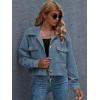 imageGihuo Womens Fashion Cropped Shacket Button Down Corduroy Shacket Jackets Casual Plaid Long Sleeve Crop Jackets TopsBlue