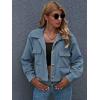 imageGihuo Womens Fashion Cropped Shacket Button Down Corduroy Shacket Jackets Casual Plaid Long Sleeve Crop Jackets TopsBlue