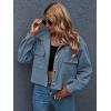 imageGihuo Womens Fashion Cropped Shacket Button Down Corduroy Shacket Jackets Casual Plaid Long Sleeve Crop Jackets TopsBlue