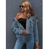 imageGihuo Womens Fashion Cropped Shacket Button Down Corduroy Shacket Jackets Casual Plaid Long Sleeve Crop Jackets TopsBlue