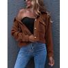 imageGihuo Womens Fashion Cropped Shacket Button Down Corduroy Shacket Jackets Casual Plaid Long Sleeve Crop Jackets TopsBrown