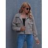 imageGihuo Womens Fashion Cropped Shacket Button Down Corduroy Shacket Jackets Casual Plaid Long Sleeve Crop Jackets TopsGrey