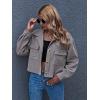imageGihuo Womens Fashion Cropped Shacket Button Down Corduroy Shacket Jackets Casual Plaid Long Sleeve Crop Jackets TopsGrey