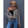 imageGihuo Womens Fashion Cropped Shacket Button Down Corduroy Shacket Jackets Casual Plaid Long Sleeve Crop Jackets TopsGrey