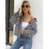 imageGihuo Womens Fashion Cropped Shacket Button Down Corduroy Shacket Jackets Casual Plaid Long Sleeve Crop Jackets TopsHoundstooth