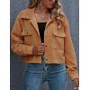 imageGihuo Womens Fashion Cropped Shacket Button Down Corduroy Shacket Jackets Casual Plaid Long Sleeve Crop Jackets TopsKhaki