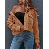 imageGihuo Womens Fashion Cropped Shacket Button Down Corduroy Shacket Jackets Casual Plaid Long Sleeve Crop Jackets TopsKhaki