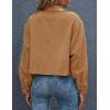imageGihuo Womens Fashion Cropped Shacket Button Down Corduroy Shacket Jackets Casual Plaid Long Sleeve Crop Jackets TopsKhaki