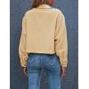 imageGihuo Womens Fashion Cropped Shacket Button Down Corduroy Shacket Jackets Casual Plaid Long Sleeve Crop Jackets TopsLightkhaki